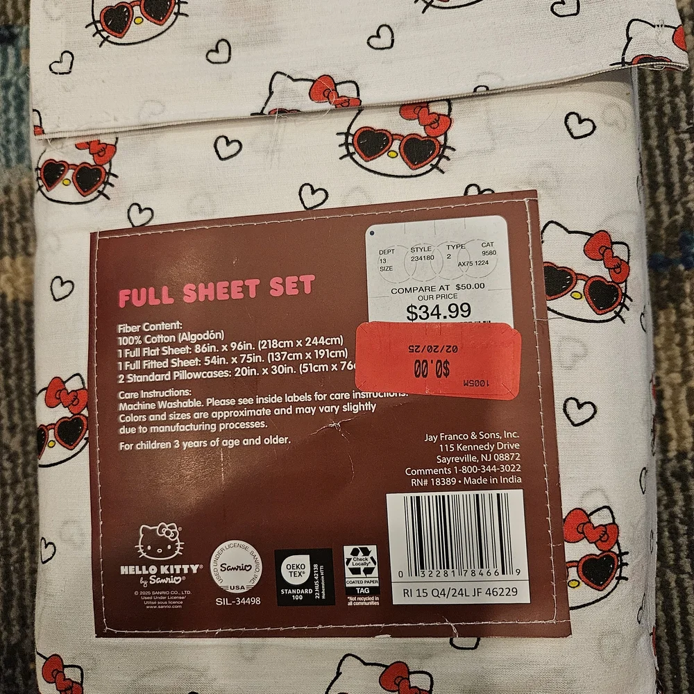 Hello Kitty and Friends Pink and White Sheet Set